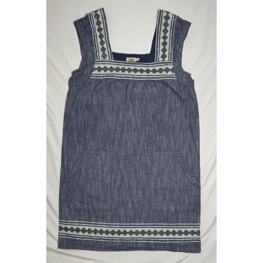 Faherty Hailee Mini Blue Jacquard Organic Cotton‎ Dress Women's Size XS